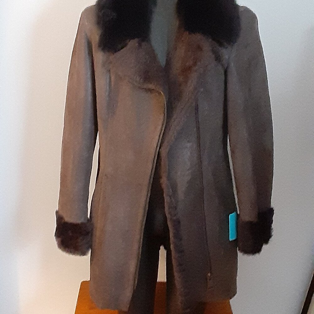 NEW Brown  Suede Shearlig Coat.